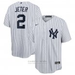 Camiseta Beisbol Hombre New York Yankees Derek Jeter Primera Replica Blanco