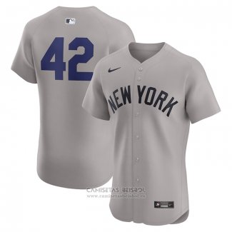 Camiseta Beisbol Hombre New York Yankees Road 2024 Jackie Robinson Day Elite Gris