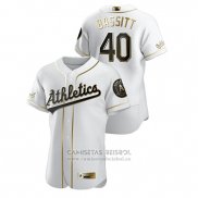 Camiseta Beisbol Hombre Oakland Athletics Chris Bassitt Golden Edition Autentico Blanco