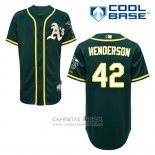Camiseta Beisbol Hombre Oakland Athletics Dave Henderson 42 Verde Alterno Cool Base