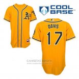 Camiseta Beisbol Hombre Oakland Athletics Ike Davis 17 Oro Alterno Cool Base