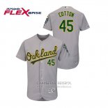 Camiseta Beisbol Hombre Oakland Athletics Jharel Cotton 150th Aniversario Patch Autentico Flex Base Gris