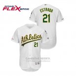 Camiseta Beisbol Hombre Oakland Athletics Marco Estrada 150th Aniversario Patch Autentico Flex Base Blanco