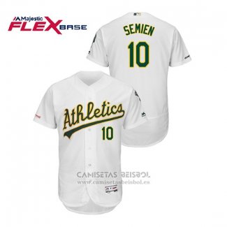 Camiseta Beisbol Hombre Oakland Athletics Marcus Semien 150th Aniversario Patch Autentico Flex Base Blanco