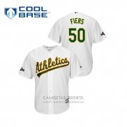 Camiseta Beisbol Hombre Oakland Athletics Mike Fiers 2019 Postemporada Cool Base Blanco