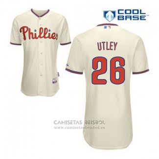 Camiseta Beisbol Hombre Philadelphia Phillies Chase Utley 26 Crema Alterno Cool Base