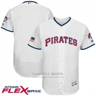 Camiseta Beisbol Hombre Pittsburgh Pirates 2017 Estrellas y Rayas Blanco Flex Base