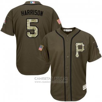 Camiseta Beisbol Hombre Pittsburgh Pirates 5 Josh Harrison Verde Salute To Service