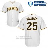 Camiseta Beisbol Hombre Pittsburgh Pirates Gregory Polanco 25 Blanco Primera Cool Base
