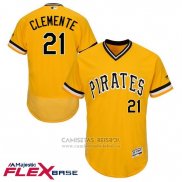 Camiseta Beisbol Hombre Pittsburgh Pirates Roberto Clemente Autentico Collection Oro Flex Base