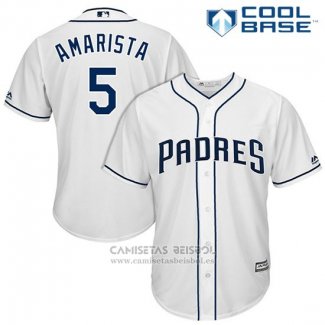 Camiseta Beisbol Hombre San Diego Padres 5 Alexi Amarista Blanco 2017 Cool Base