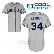 Camiseta Beisbol Hombre San Diego Padres Andrew Cashner 34 Gris Cool Base