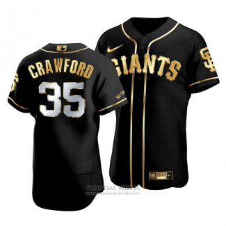 Camiseta Beisbol Hombre San Francisco Giants Brandon Crawford Golden Edition Autentico Negro