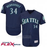 Camiseta Beisbol Hombre Seattle Mariners Felix Hernandez Azul Flex Base Autentico Collection