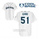 Camiseta Beisbol Hombre Seattle Mariners Ichiro Suzuki 51 Blanco Primera Cool Base