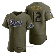 Camiseta Beisbol Hombre Tampa Bay Rays Wade Boggs Camuflaje Digital Verde 2021 Salute To Service