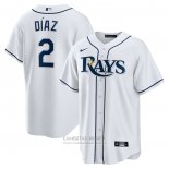 Camiseta Beisbol Hombre Tampa Bay Rays Yandy Diaz Primera Replica Blanco