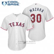 Camiseta Beisbol Hombre Texas Rangers 2017 Estrellas y Rayas Nomar Mazara Blanco Cool Base