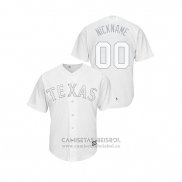 Camiseta Beisbol Hombre Texas Rangers Personalizada 2019 Players Weekend Replica Blanco