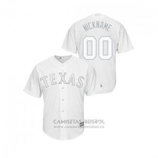 Camiseta Beisbol Hombre Texas Rangers Personalizada 2019 Players Weekend Replica Blanco