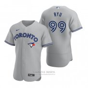 Camiseta Beisbol Hombre Toronto Blue Jays Hyun Jin Ryu Autentico 2020 Road Gris