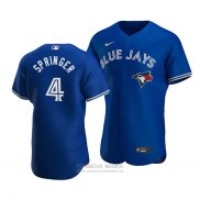 Camiseta Beisbol Hombre Toronto Blue Jays Jays George Springer 4 Autentico Alterno Azul