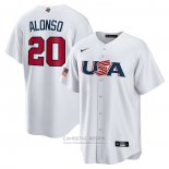 Camiseta Beisbol Hombre USA 2023 Pete Alonso Replica Blanco