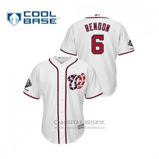 Camiseta Beisbol Hombre Washington Nationals Anthony Rendon 2019 Cool Base Alterno Blanco