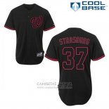Camiseta Beisbol Hombre Washington Nationals Stephen Strasburg 37 Negro Fashion Cool Base
