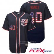 Camiseta Beisbol Hombre Washington Nationals Wilson Ramos Stars Stripes Flex Base Azul