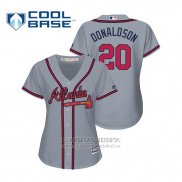Camiseta Beisbol Mujer Atlanta Braves Josh Donaldson Cool Base Road 2019 Gris