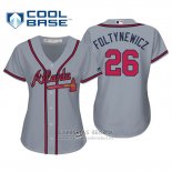 Camiseta Beisbol Mujer Atlanta Braves Mike Foltynewicz Cool Base Road 2019 Gris