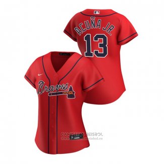 Camiseta Beisbol Mujer Atlanta Braves Ronald Acuna Jr. 2020 Replica Alterno Rojo