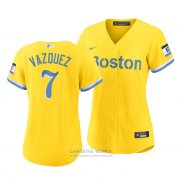 Camiseta Beisbol Mujer Boston Red Sox Christian Vazquez 2021 City Connect Replica Oro