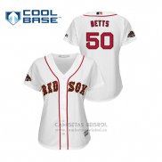 Camiseta Beisbol Mujer Boston Red Sox Mookie Betts 2019 Gold Program Cool Base Blanco