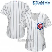 Camiseta Beisbol Mujer Chicago Cubs Blanco Autentico Collection Cool Base