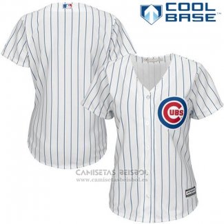 Camiseta Beisbol Mujer Chicago Cubs Blanco Autentico Collection Cool Base