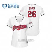 Camiseta Beisbol Mujer Cleveland Indians Rajai Davis 2019 All Star Patch Cool Base Blanco