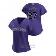 Camiseta Beisbol Mujer Colorado Rockies Trevor Story 2020 Replica Alterno Violeta