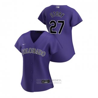 Camiseta Beisbol Mujer Colorado Rockies Trevor Story 2020 Replica Alterno Violeta