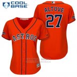 Camiseta Beisbol Mujer Houston Astros 2017 World Series Campeones Jose Altuve Naranja Cool Base