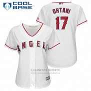 Camiseta Beisbol Mujer Los Angeles Angels 17 Shohei Ohtani Blanco Cool Base