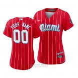 Camiseta Beisbol Mujer Miami Marlins Custom 2021 City Connect Sugar Kings Rojo