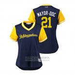 Camiseta Beisbol Mujer Milwaukee Brewers Travis Shaw 2018 LLWS Players Weekend Mayor Ddc Azul