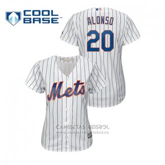 Camiseta Beisbol Mujer New York Mets Pete Alonso Cool Base Primera Blanco