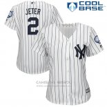 Camiseta Beisbol Mujer New York Yankees Derek Jeter Blanco Retirement Primera Cool Base