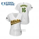 Camiseta Beisbol Mujer Oakland Athletics Liam Hendriks 2019 Postemporada Cool Base Blanco