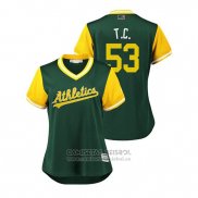 Camiseta Beisbol Mujer Oakland Athletics Trevor Cahill 2018 LLWS Players Weekend T.c. Verde