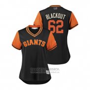 Camiseta Beisbol Mujer San Francisco Giants Ray Black 2018 LLWS Players Weekend Blackout Negro