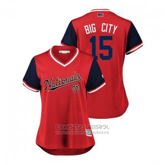 Camiseta Beisbol Mujer Washington Nationals Matt Adams 2018 LLWS Players Weekend Big City Rojo